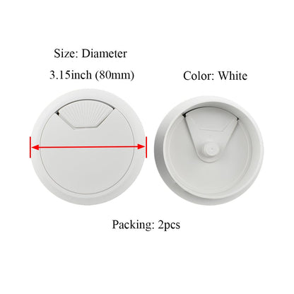 HAHIYO 2Pcs 3.15Inch/80mm White ABS Plastic Sector-Shaped Desk Grommet Wire Grommet Cable Management Cord Hole Cover Desk Wire Hole Insert Wire Organizer for Computer Office Home Equipment System