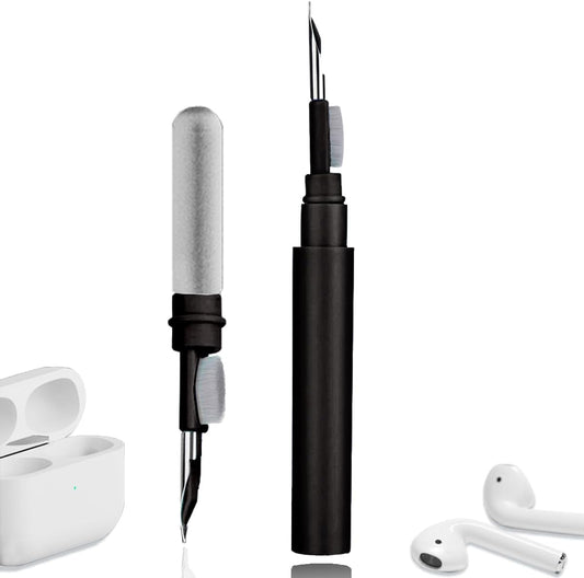 Cleaner Kit for Earbuds, Cleaning kit for Airpods Pro 1 2 3, Multi-Function Cleaning Tool with Brush Flocking Sponge for Wireless Earphones Bluetooth Headphones Case Camera and Phone(Black)