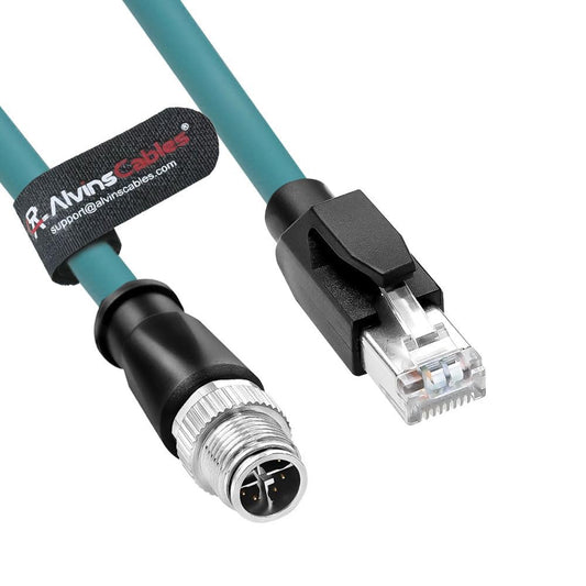 Alvin's Cables M12 8 Pin X Code to RJ45 Industrial Ethernet Cable for Cognex in Sight 8200 8400 Series IP67 Waterproof Shielded Cord for Industrial Camera 16.4ft/5M