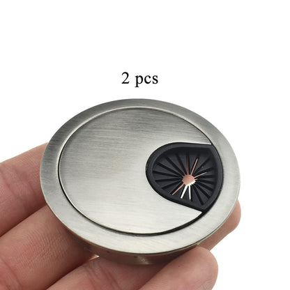 HAHIYO 2Pcs 2Inch/50mm Brushed Silver Zinc Alloy Desk Grommet Wire Grommet Cable Management Cord Hole Cover Desk Wire Hole Insert Wire Organizer for Computer Office Home School Equipment Systems