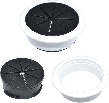 Aifeier ET 2PCS Desk Grommet 2 Inch/50mm Rubber Cable Wire Grommet Cable Hole Cover for Managing and Hiding Office PC Desk Cable Cord (Black with White)
