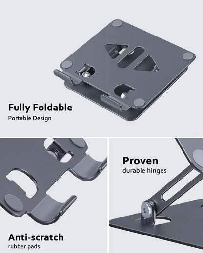 Adjustable Tablet Stand Holder for Desk, Desktop Tablet Holder, Foldable Aluminum Tablet Mount for iPad pro 12.9, iPad Air Mini, Samsung Galaxy Tabs Z Fold Kindle Fire,4-12 inch, Grey