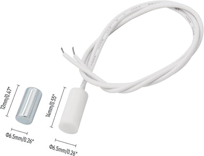 10PCS Recessed Wired Security Window Door Contact Sensor, Normally Closed NC, Door Alarm Magnetic Reed Switch with 2 Wire, ABS White, RC-34A