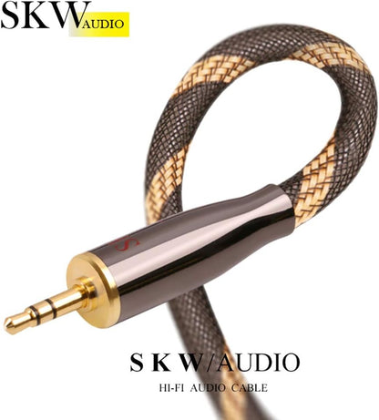SKW Audiophiles High Gauge AUX Cable 3.5mm Male to Male Jack Cable with Diameter 6.8mm Stereo Audio Cable 6.5ft(2m)