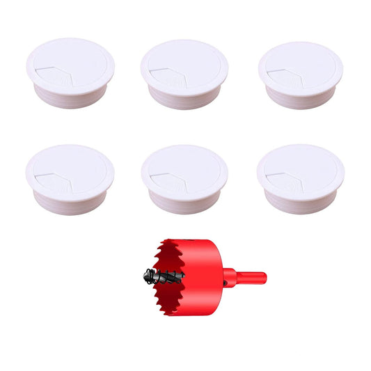 TuTuYa 6PCS Desk Grommet, 3-1/6inch (80mm) White Desk Cable Hole Covers, Ideal for Office and Home Table Cable