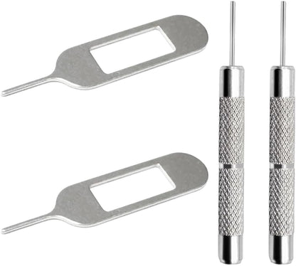 4 Pcs SIM Card Removal Openning Tool Tray Eject Pins Needle Opener Ejector Compatible with All iPhone Apple iPad HTC Samsung Galaxy Cell Phone Smartphone Watchchain Link Remover (Style F)