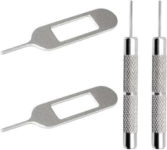 4 Pcs SIM Card Removal Openning Tool Tray Eject Pins Needle Opener Ejector Compatible with All iPhone Apple iPad HTC Samsung Galaxy Cell Phone Smartphone Watchchain Link Remover (Style F)