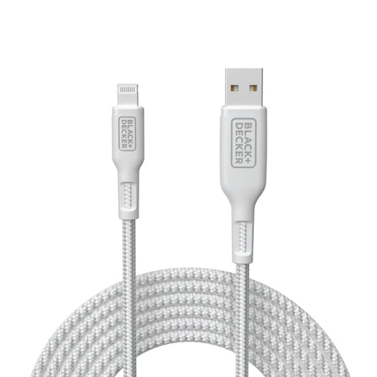 BLACK+DECKER Lightning to USB Cable - Fast Compatible iPhone Lightning Cable - Durable Braided iPhone Charger Cord - for Travel and Daily Use - Multiple Color + Length Options - 3ft
