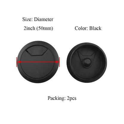 HAHIYO 2Pcs 2Inch/50mm Black ABS Plastic Sector-shaped Desk Grommet Wire Grommet Cable Management Cord Hole Cover Desk Wire Hole Insert Wire Organizer for Computer Office Home School Equipment Systems