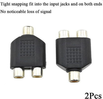 Hahiyo 3 RCA F-2x3.4 RCA F Stereo Plug Interconnect Audio One Male 3.4mm(1/8inch) Two Male 3mm(1/8inch) Adapter Splitter Good Signal Sound Snap Tight Not Wobble for Headphone Guitar Black 2pcs
