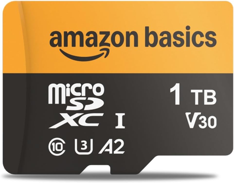 Amazon Basics 1TB microSDXC Card with Adapter, Read Speed Up to 200MB/s, 1-Pack