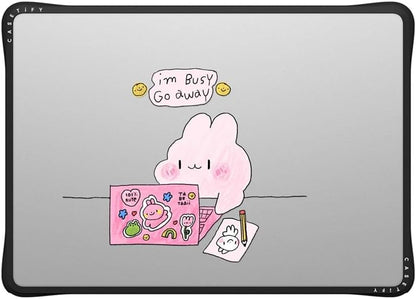 CASETiFY Impact MacBook Air 13.6" (M2-M4) Case [Cushioned Impact Corners/Scratch-Resistant/Anti-Slip Grip] - I'm Busy - Clear Black