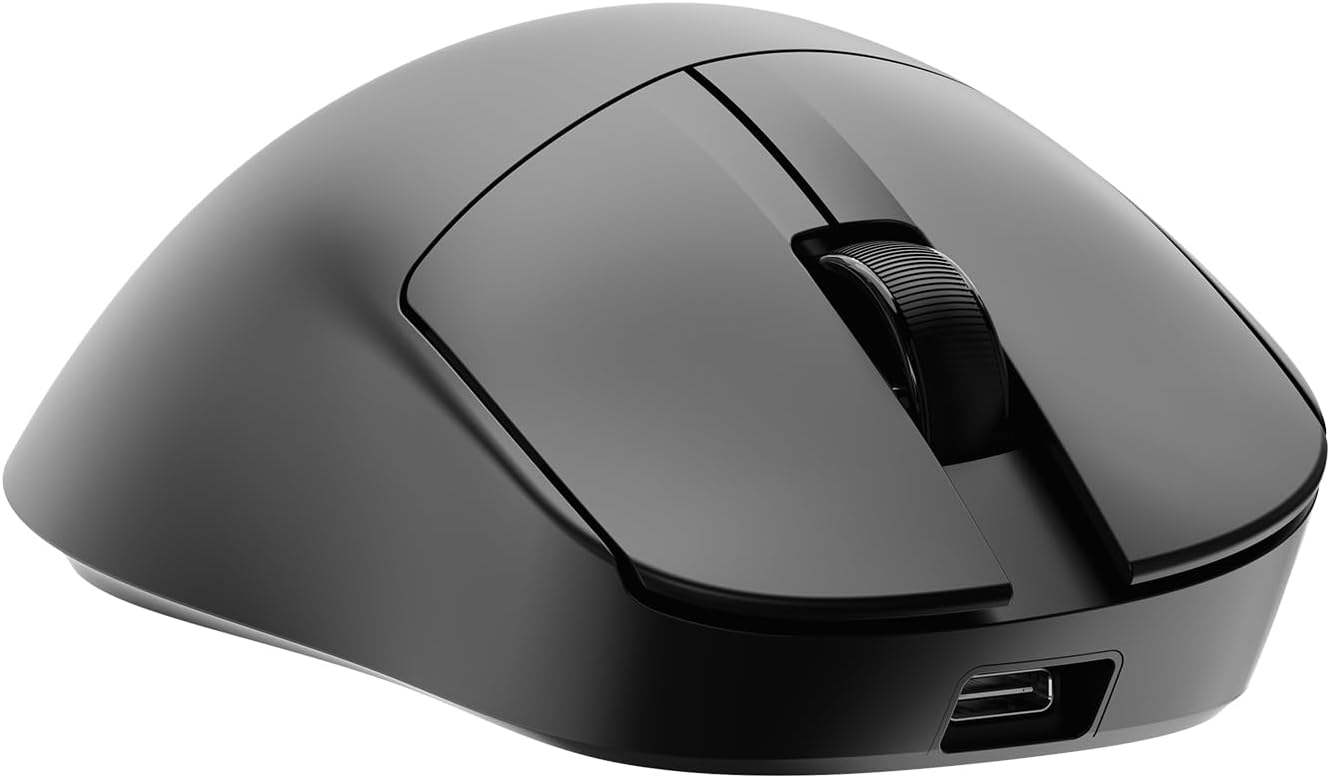 AJ179 V2 Triple Mode (2.4G/Wired/Bluetooth 5.2) Gaming Mouse, 12000 DPI, 56g Ultra-Light, Programmable 6 Buttons, 1000Hz Polling Rate, Ergonomic Right-Hand Design for Computer Laptop PC, Black