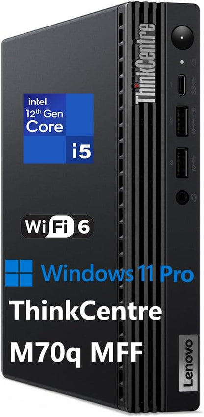 Lenovo ThinkCentre M70q Tiny 1L Business Desktop Computer, 12th Gen Intel Hexa-Core i5-12500T (Beat i7-11700T), 64GB DDR4 RAM, 1TB PCIe SSD, WiFi 6, Bluetooth 5.1, Windows 11 Pro