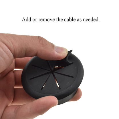 HAHIYO 2Pcs 2Inch/50mm Black ABS Plastic Eight-petaled Desk Grommet Wire Grommet Cable Management Cord Hole Cover Desk Wire Hole Insert Wire Organizer for Computer Office Home School Equipment Systems
