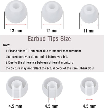 Silicone Ear Tips Replacement Earbud Tips for In-Ear Headphones (Inner Hole 3.8mm-5.5mm) 18 Pairs S M L