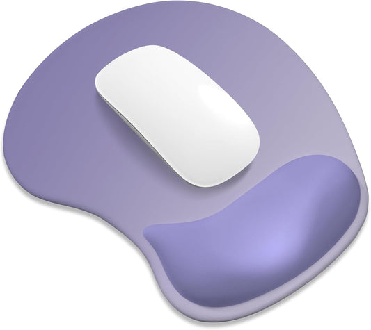 ITNRSIIET Ergonomic Mouse Pad, Cushioned Gel Wrist Rest, Non-Slip Base, Smooth Surface, Compatible with All Mice for Office & Gaming, Desk Accessory, 9.5 x 8.2 inch, Purple Gradient