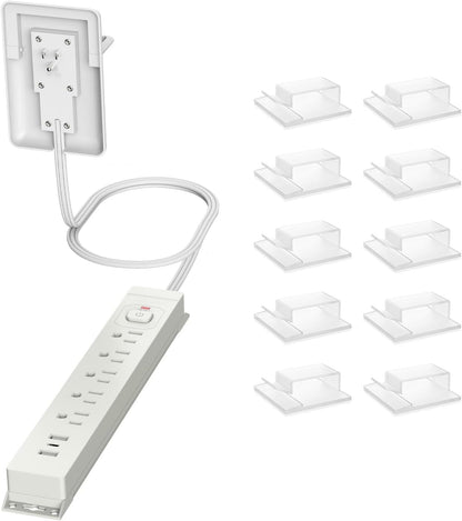 6FT Ultra-Thin Flat Plug Power Strip with 5 Outlets & 3 USB Ports | Child & Pet-Safe, 1625W, Wall-Mounted Cord Organizer, Universal Size Outlet & Plug Concealer with Cord Clips(UL Listed)