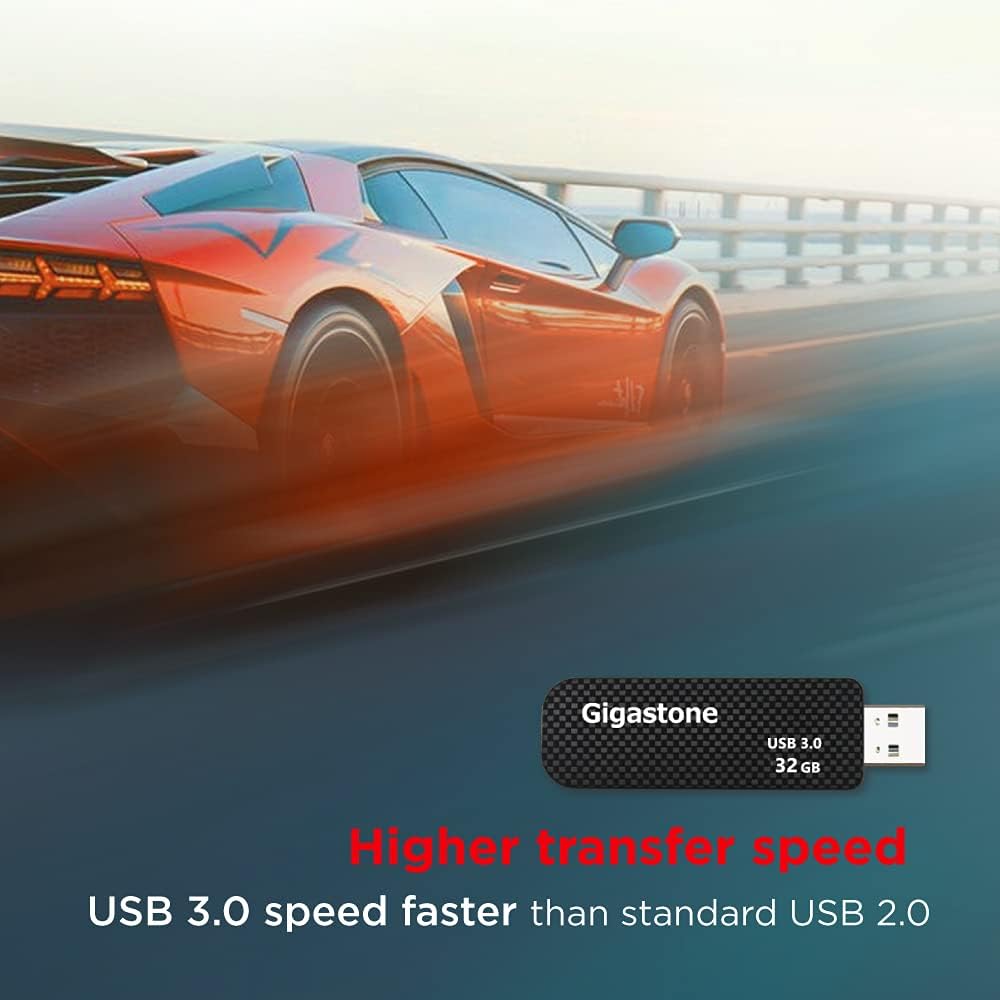 GIGASTONE 32GB Flash Drive (5 Pack) Z30 USB 3.2 Gen 1, 80MB/s Ultra Fast, Keychain Loop, Carbon Fiber Style, Push-Pull Design, Data Storage, Backup for PC/Mac/TV/Car, USB 2.0/3.0/3.1 Compatible