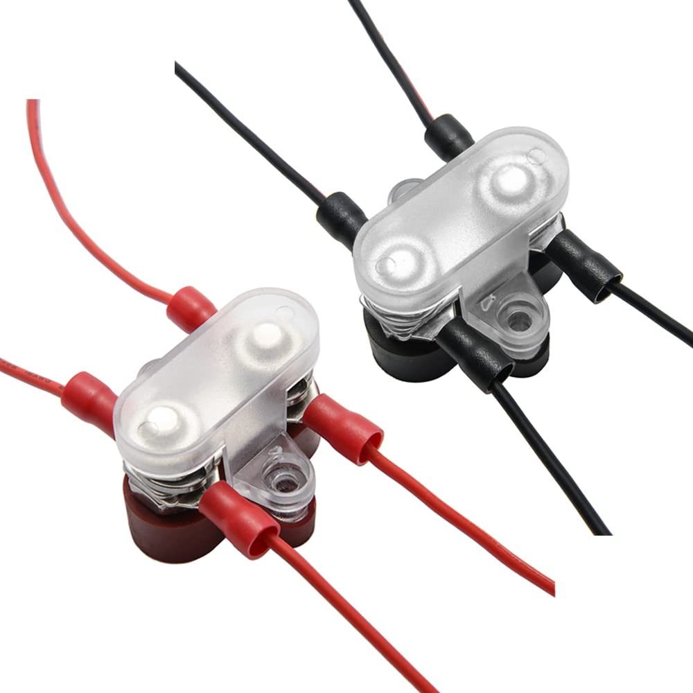 Heart Horse Bus Bar Terminal Block 5/16'' Power Stud Battery Junction Post Distribution Block Insulated with Cover DC 48V 300A for Auto Truck RV Boat (5/16'',Red+Black)