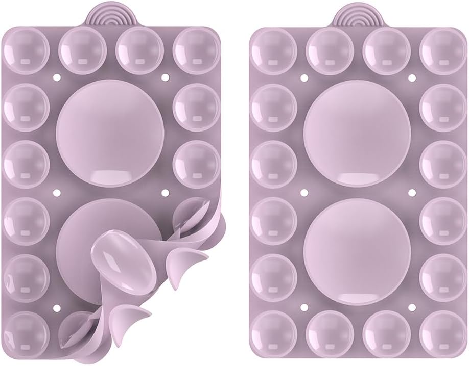 Silicone Suction Phone Holder Mount,Silicon Adhesive Phone Accessory for iPhone and Android, Hands-Free Mirror Shower Phone Holder,TikTok Videos and Selfies (Violet 2Pack, Double Sided)