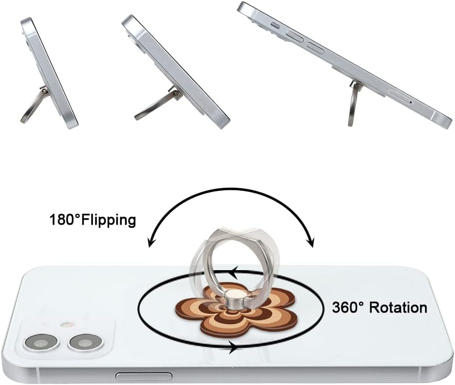 Bonoma Phone Ring Holder with Pink Blue Orange Flowers Design, 3 Pack Universal Finger Ring Stand Grip Kickstand Ring, 360° Rotation Universal Stylish Stand Compatible with All Smartphones