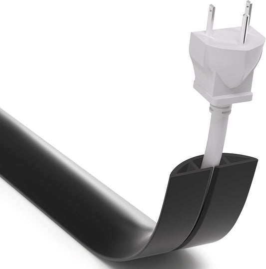 ZhiYo 5.6ft Cord Covers for Wires on Floor, Cord Hider Floor Hide Extension Cords, Soft PVC Cable Cover Cable Protector, Wire Cavity W0.62in H0.31in, Black