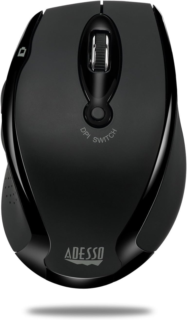 Adesso iMouse M20B - Wireless Ergonomic Optical Mouse, Black