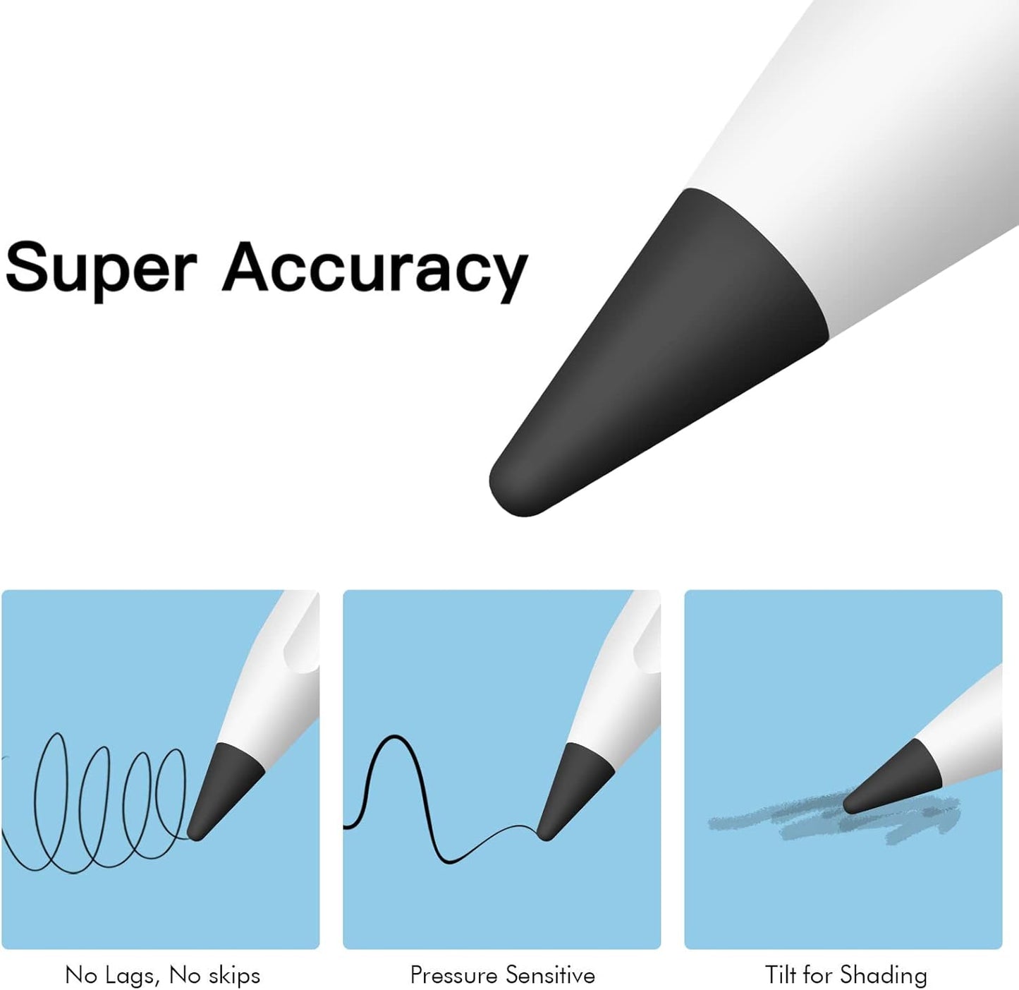 MEKO 4 Pack Replacement Tips for Apple Pencil 1st Gen & 2nd Gen, Pen Nibs for iPad Pro Pencil- Black