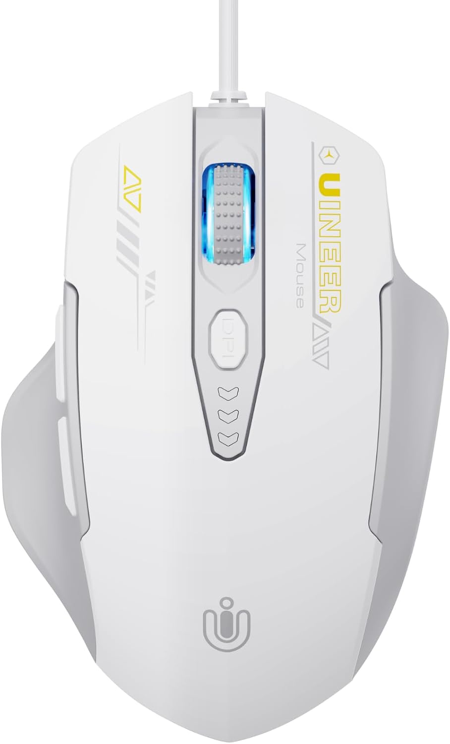 Wired Mouse, 4 Levels Adjustable DPI, 6 Programmable Buttons, Ergonomic Computer Wired Mouse for PC Laptop Computer for Working and Gaming - Plug & Play (White)