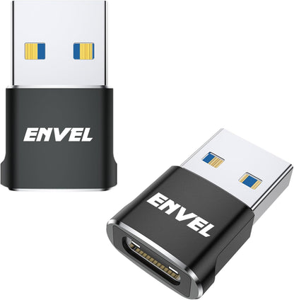 ENVEL USB to USB C Adapter, USB3 5Gbps High Speed Data Transfer, OTG Converter Thunderbolt3 to USB Female Compatible with Apple iWatch iPhone 15 Pro Max iPad Air 4 5 Mini 6 (Black, USB A Male)