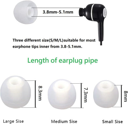 Earbud Replacement Tips Silicone Earbud Tips Ear Bud Covers Fit Most in-Ear Earbuds(Inner Hole 3.8mm -5.1mm) Headphone Ear Tips 9 Pairs S M L