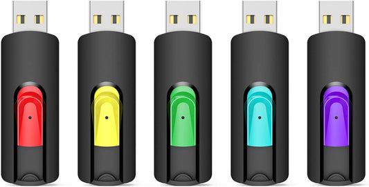 Aiibe 128GB Flash Drive 5 Pack 128GB USB Flash Drives Thumb Drive 128 GB USB Drive USB 2.0 Memory Sticks Jump Drives 128G (5 Pack, Red Green Cyan Yellow Purple)