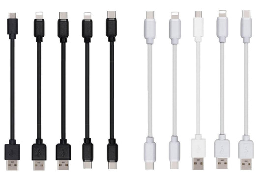 10-Pack Multi Short USB Cables & TypeC-C Cables for Charging Stations Compatible/w iPhone16 &15, iPhone5-14/ iPads/iPad mini/iPad Pros/Samsung Moblies & Tablets/Pixel & Nexus/HTC/Sony(Black)