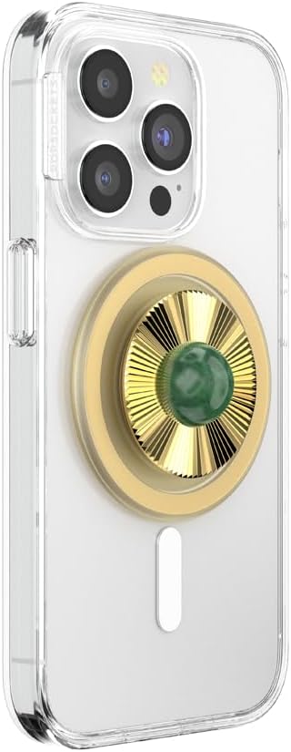 PopSockets Phone Grip for MagSafe with Kickstand, Magnetic Stand, Swappable Top, Secure Hold for iPhone MagSafe Cases, Phone & Tablet Grip, Cute PopSockets - Gem Brooch Jade