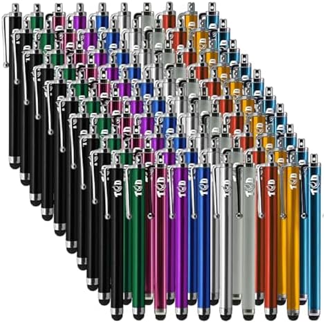 TCD 100 Pack Capacitive Universal Stylus Pens – Premium Colorful Long Metal Smart Pen for iPad, iPhone, Android, Samsung Tablet & All Touchscreen Devices