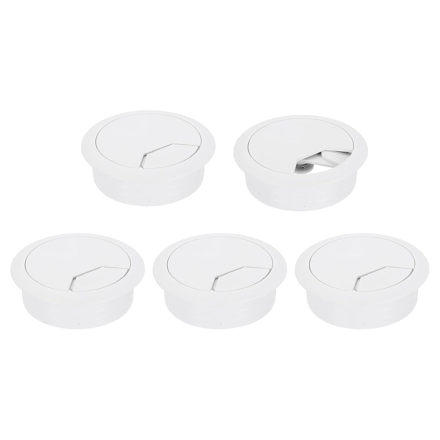 uxcell 5 Pcs 50mm (1.97 Inch) Desk Grommet, Plastic Cable Hole Cover, Wire Cord Cable Organizer for Home Office Computer Desk Cabinet, White