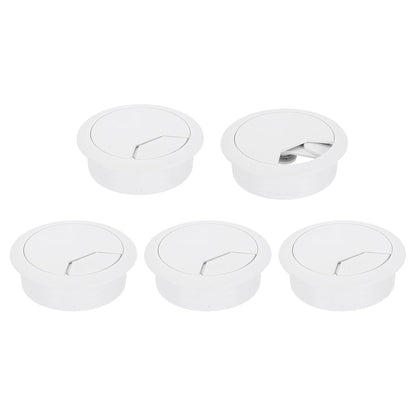 uxcell 5 Pcs 50mm (1.97 Inch) Desk Grommet, Plastic Cable Hole Cover, Wire Cord Cable Organizer for Home Office Computer Desk Cabinet, White