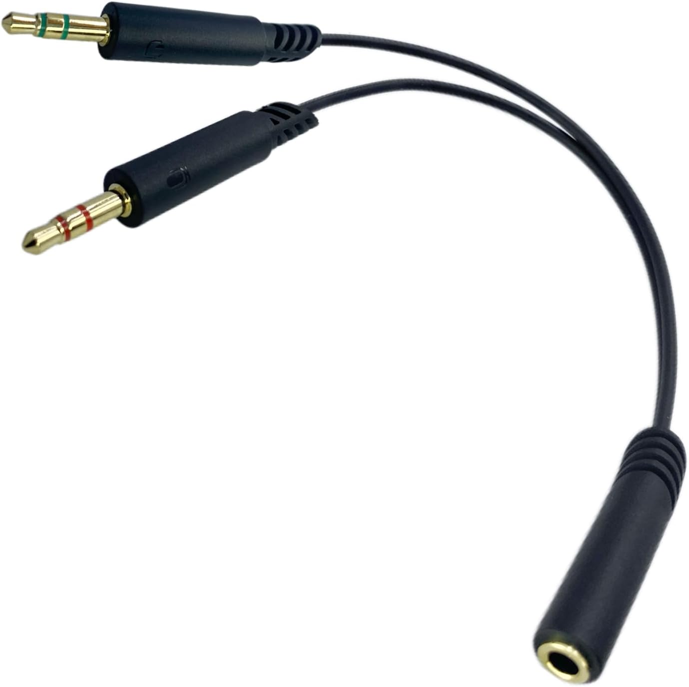Headphone Splitter 3.5mm Female to 2 Dual 3.5mm Male Headphone Mic Audio Y Splitter Cable for Computer Headset Microphone Gaming Speaker to Dual Jack PC Laptop Adapter,Black