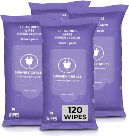 Screen Cleaner Wipes: Electronic Wipes for Screens - Computer Screen Wipes for Lens, Phone, Tv Screen and Monitor Cleaning - Tech Wipes & Microfiber Cloth (Soft Wipes, 120 Count)
