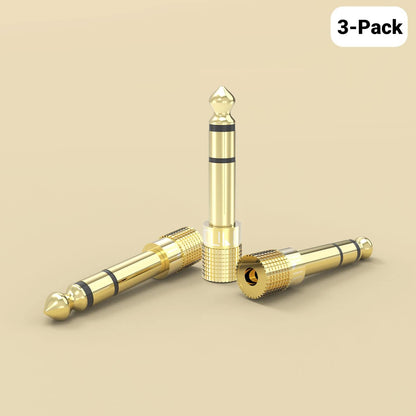 Cubilux 6.35mm to 3.5mm Audio Adapter, Gold Plated 1/4” Male to 1/8” Female TRS Stereo AUX Connector Converter for Guitar Keyboard Digital Piano Studio Monitor Amplifier Mixer Splitter, 6-Pack