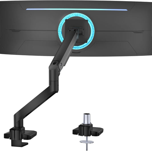 WALI Ultrawide Monitor Arm for 17 to 49 Inch Heavy Duty Curved Screens, Holds 44 Lbs, Adjustable Gas Spring Single Monitor Desk Mount for Samsung Odyssey G9, 75x75/100x100 VESA (GSM001XL-P), Black