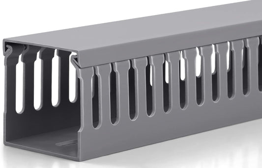 ZhiYo 2x2in Server Rack Cable Management, 6.6ft Cable Duct Cable Raceway Kit, Electrically Safe PVC for Network Cable Management, Open Slot Wire Raceway for Computer Under Desk, Wire Duct Grey