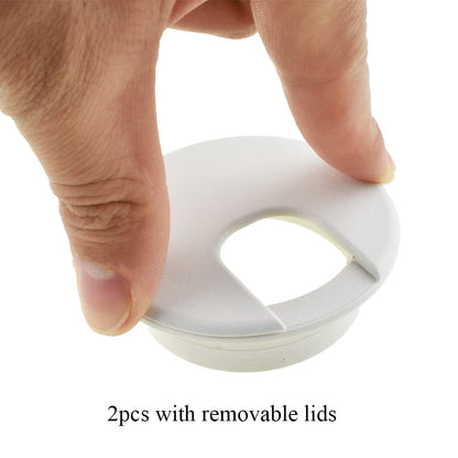 HAHIYO 2Pcs 2Inch/50mm White ABS Plastic U-Shaped Desk Grommet Wire Grommet Cable Management Cord Hole Cover Desk Wire Hole Insert Wire Organizer for Computer Office Home School Equipment Systems