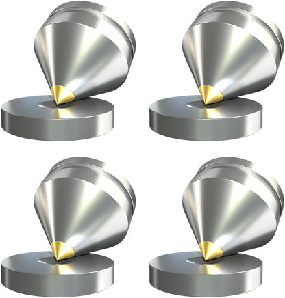 4Pcs Speaker Spikes Floor Protectors Shockproof Speaker Isolation Spikes with Base Pad for Speaker,Subwoofer,Amplifier,Turntable,Recorder CD DAC with 3m Adhesive (Silver)
