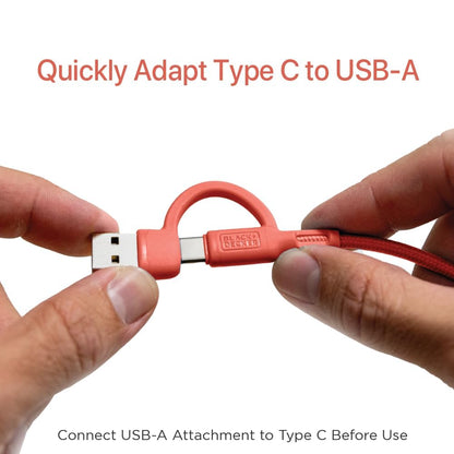 BLACK+DECKER USB C Multi Charging Cable, Fast Multi Charger Cable w/Adapter, Braided 2 in 1 Multiple USB Cable, Universal Charging Cord w/Type C/USB Adapter for iPhone 16 15/Samsung/LG/Tablets/More