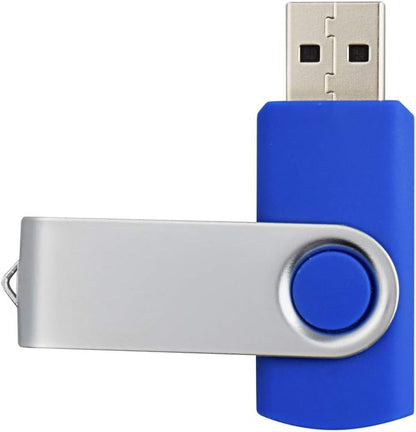 Aiibe 32 GB Flash Drive 10 Pack USB Flash Drives 32G USB 2.0 Memory Stick Thumb Drive Data Storage Swivel Keychain Design Pen Zip Drives Wholesale/Lot/Bulk (10 Pack, 32GB, Blue)