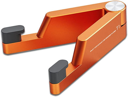 MONEER Cell Phone Stand, Phone Stand for Desk, Foldable & Portable iPhone Stand, Cell Phone Holder Desk Compatible with All Mobilephone, iPhone, iPad mini, Tablet 4-10.5" (Orange)