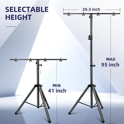 DJ Lights Stand, Heavy Duty DJ Stand 1 Pack, Portable Par Can Tripod Stage Light Stand Adjustable Height 41-95 Inch, DJ Lighting T Bar Suitable for Stages, Bar, Banquet, Party
