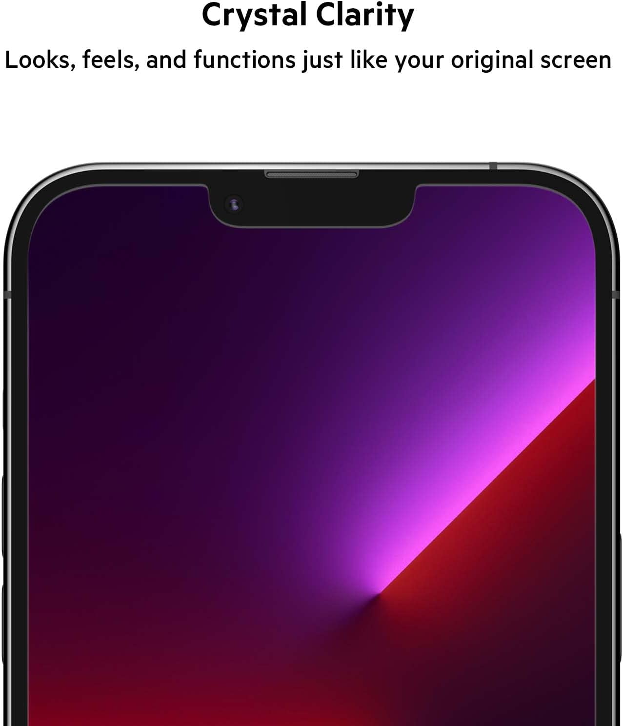 Belkin iPhone 14 Plus, iPhone 13 Pro Max Screen Protector TemperedGlass, AntiMicrobial-Treated, Easy Application Bubble Free with Included Guide Stickers